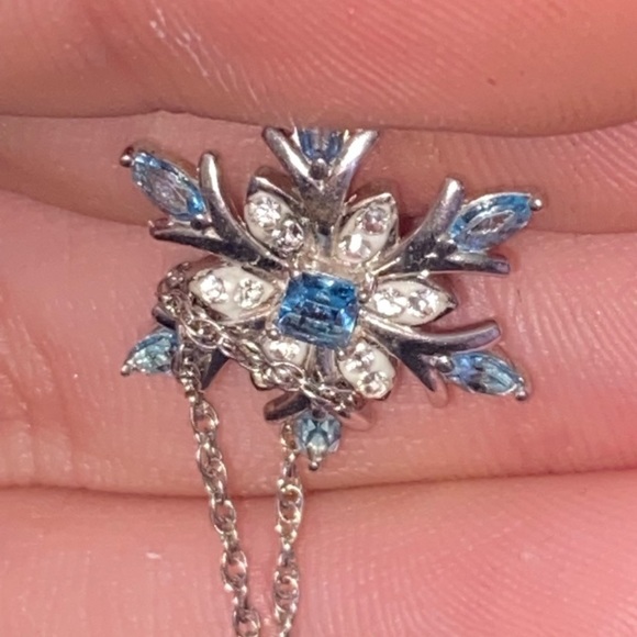 Diamond & Blue Sapphire Snowflake Necklace - Picture 7 of 8